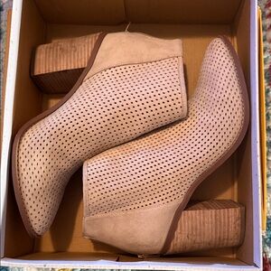 Perforated Tan Ankle Boots